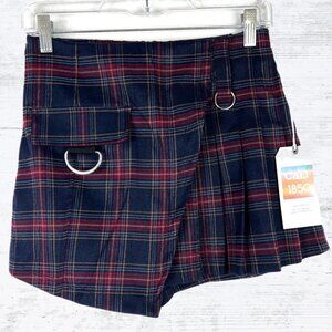 Cali1850 Preppy Plaid Mini Skort–Navy Red Y2K Clueless Style with Built-in Short